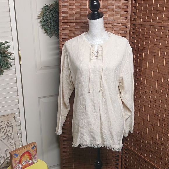 Vintage Ivory Lace up tunic - Picture 7 of 7